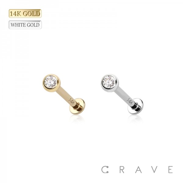 14Kt GOLD INTERNALLY THREADED GEM BALL PRESS FIT GEM LABRET/MONROE SET